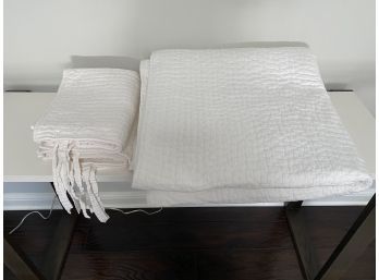 Full Queen Size White Quilt With 2 Pillow Shams- 100 Cotton