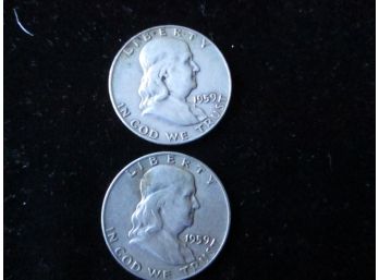 2 - 1959 U.S. Franklin Silver Half Dollars