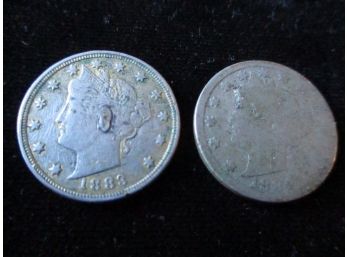 2 U.S. V Nickels, 1883, 1884