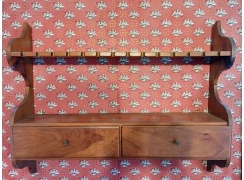 Two Piece Pine Spoon Shelf With Two Drawers