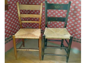 Vintage Rush Seat Chairs (2)