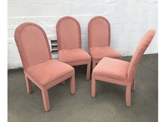 Set Of Four 1989 Lane Furniture Pink Upholstered Dining Chairs
