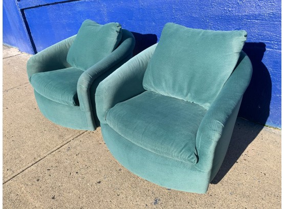 Pair Of 1989 Milo Baughman For Thayer Coggin TiltSwivel Tub Chairs