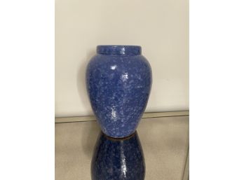 Large Hand-Painted Blue Ceramic Floor Vase