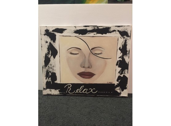 Relax By D.Artist Acrylic On Canvas Contemporary Woman's Face.