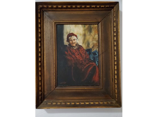 Elegant Victorian Style Woman Portrait. Oil On Canvas.