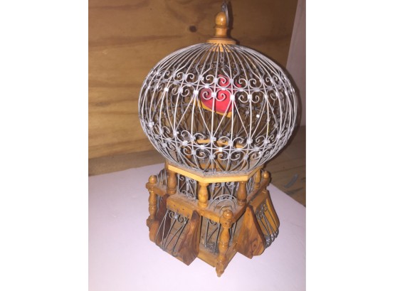 Ornate Wood And Metal Birdcage For Display