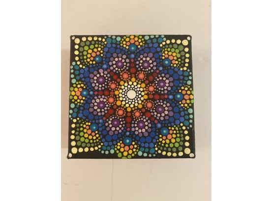 Beautiful Mandala On Canvas, Excellent Piece Of Pointillism Art
