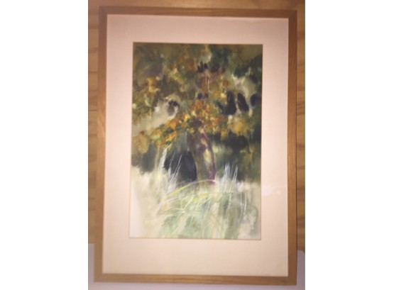 Contemporary Impressionist Nature Water Color Signed, Framed And Matted