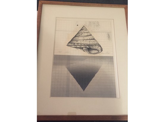 Great Signed James Curtis Geometric Shell Signed Framed And Matted
