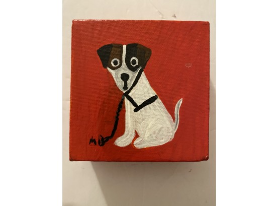 Adorable Dog Terrier Painting Acrylic On Canvas.