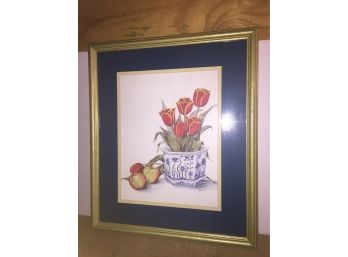 Tempting Tulips By Linda Lord. Limited Edition Signed, Framed And Double Matted Lithograph