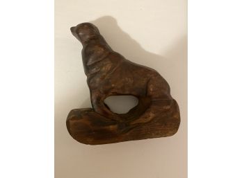 Hand Carved Wooden Seal Statue