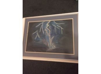 Beautiful Watercolor, Artist Impression If Lighting Hitting Water. Framed And Matted