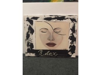 Relax By D.Artist Acrylic On Canvas Contemporary Woman's Face.