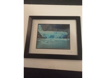 Absolutely Stunning Framed Signed And Matted Photograph Of Melting Glacier
