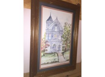 Great Double Matted And Framed Cute Victorian House
