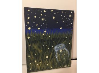 Fireflies At Night Oil On Canvas