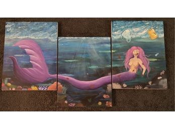 3 Oil On Wooden Panel Offset Series Nude Zombie Mermaid