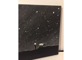 Black And White Oil On Canvas Placing The Stars Into The Sky