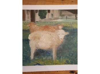 Sheep Grazing, Oil On Canvas
