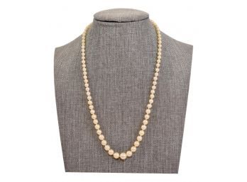 Genuine Graduated Pearl Necklace With 14K Gold Clasp