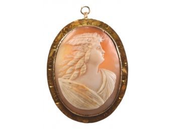 10K Yellow Gold Cameo Brooch Or Pendant