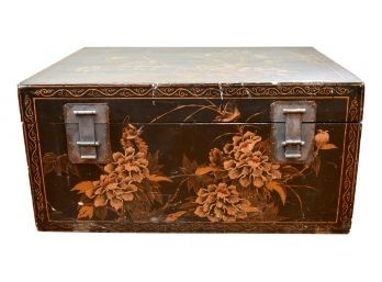 Vintage Asian Lacquered Chest Trunk
