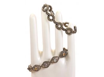 Sterling Silver Bracelet With Semi-precious Stones And Sterling Silver Marcasite And Onyx Bracelet