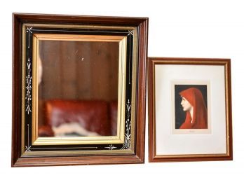 Signed Framed Jean-Jacques Henner (1829-1905) 'Fabiola' Print And Framed Wooden Mirror