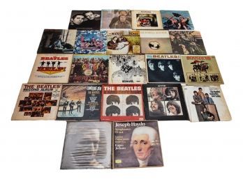 Collection Of Vinyl Records Including Original Beatles Albums