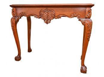 Carved Wood Console Table With Ball And Claw Feet