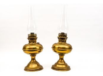 Pair Of Antique Rayo Kerosene Oil Table Lamps
