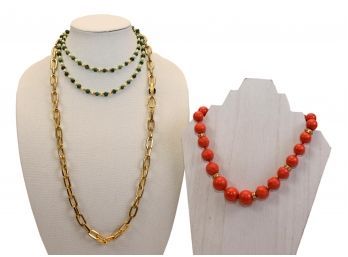 Vince Camuto, ABS By Allen Schwartz, And Authentic Jade And Gold Beaded Necklace