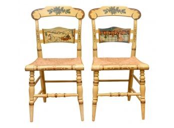 Limited Edition Hitchcock Signature Series Christmas Chairs - Years 1990 And 1991