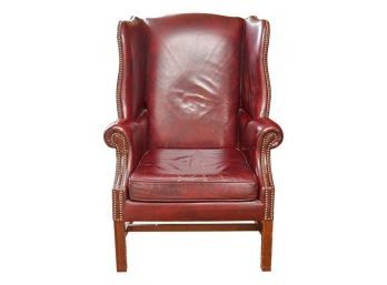 Classic Leather Genuine Top Grain Leather Wing Chair With Studded Detail