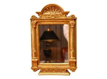 Beautiful Wooden Gilded Mirror With Corinthian Style Columns And A Crown Top