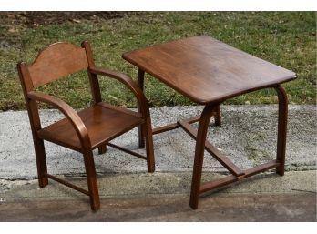 Mid-Century Child's School Desk And Chair