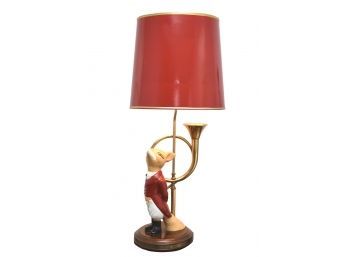 Vintage Whimsical Fox And French Horn Table Lamp