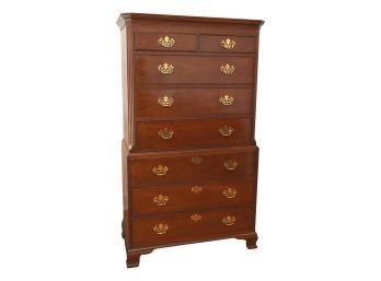 Baker Furniture Chippendale Style Mahogany Chest On Chest Dresser