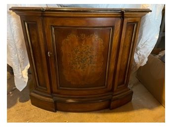Drexel Heritage Console (entryway) Cabinet  - Very Pretty Floral Design On Front Door