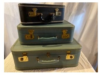 Three Vintage Luggage Pieces - Different Sizes, Colors