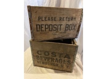 Wooden Crates - Vintage - Puritan Dairy, Costa Ginger Ale
