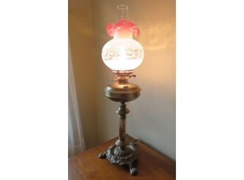 Antique Victorian Converted Brass Oil Table Lamp