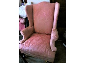 Vintage Mauve Fabric Hickory Queen Anne Chair