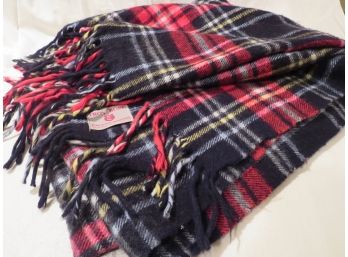 Vintage Troy Plaid Fringed Throw Blanket