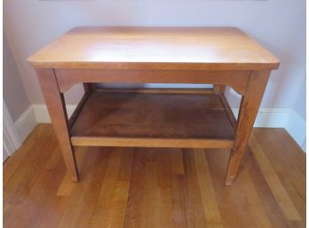 MCM Vintage Rectangle Wood Two Shelf Table 2 Of 2