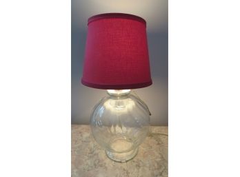Clear Glass Table Lamp With Red Shade