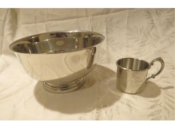 Paul Revere Pewter Bowl Julep Award Cup With Handle