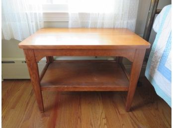 MCM Vintage Rectangle Wood Two Shelf Table 1 Of 2